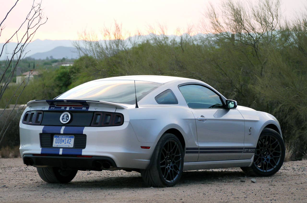 2013 Ford Shelby GT500 rear 3/4 view