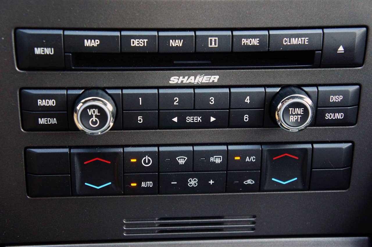2013 Ford Shelby GT500 audio and climate controls