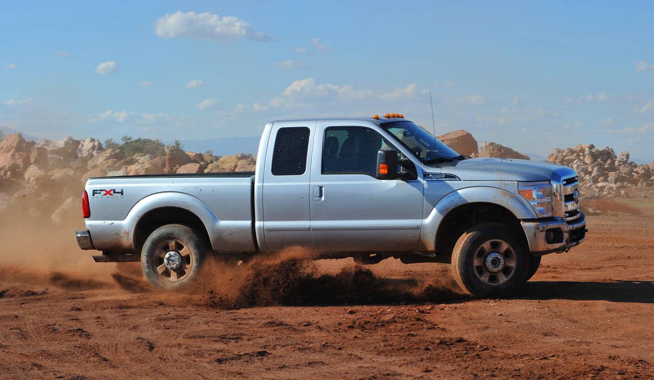 PHOENIX, AZ., March 2,2010--:  The 2011 Ford F-Series Super Duty has new available off-road features, including electronic locking rear differential, new Hill Descent Control and all-new transfer case skid plate.  Photo by: Sam VarnHagen/Ford Motor /Co. (3/8/2010)