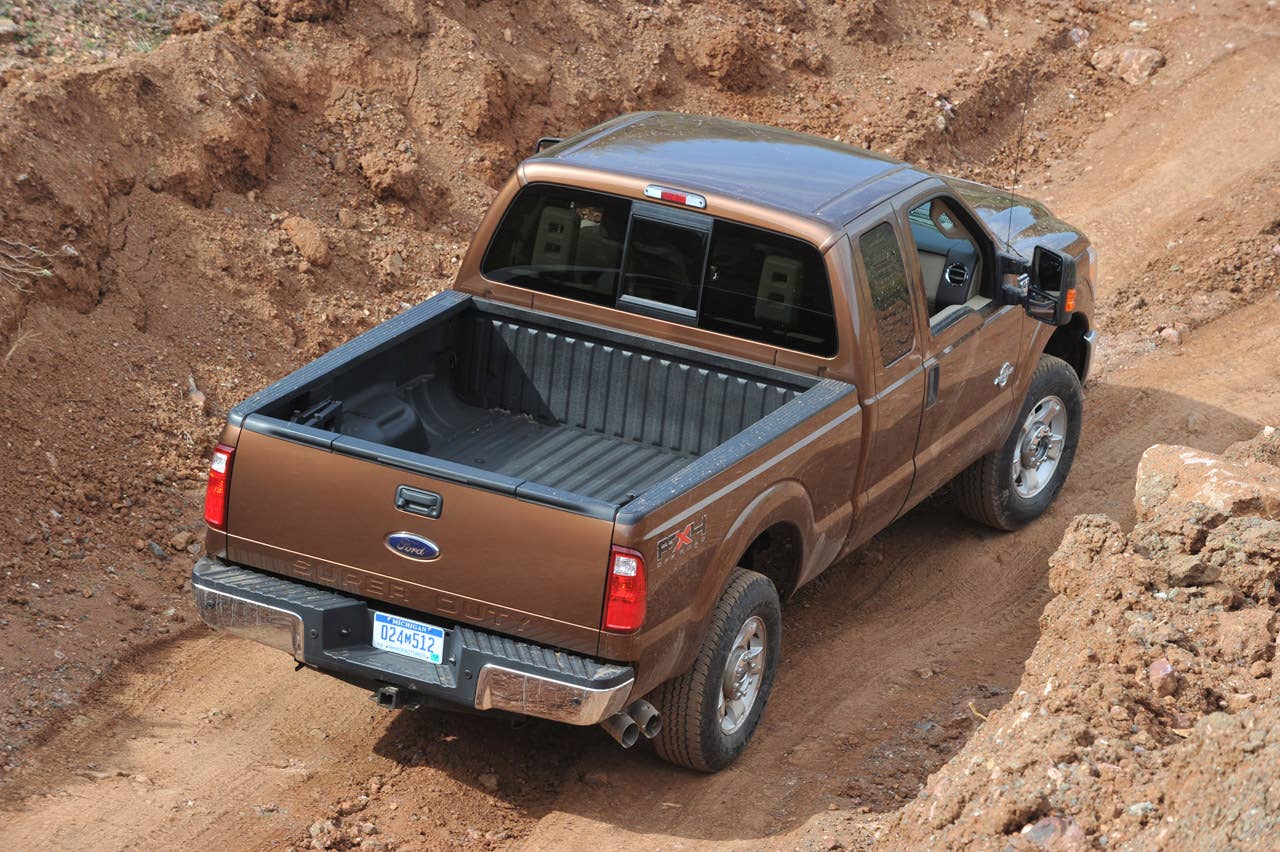 PHOENIX, AZ., March 2, 2010--The The 2011 Ford F-Series Super Duty demonstrates improved off-road capability. New available off-road features include electronic locking rear differential, new Hill Descent Control and all-new transfer case skid plate.  Photo by:  Sam VarnHagen/Ford Motor Co. (3/8/2010)