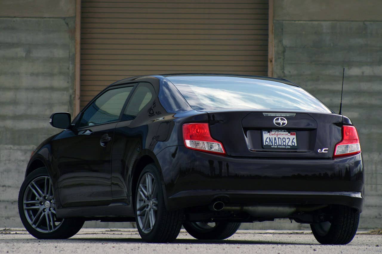 2011 Scion tC rear 3/4 view