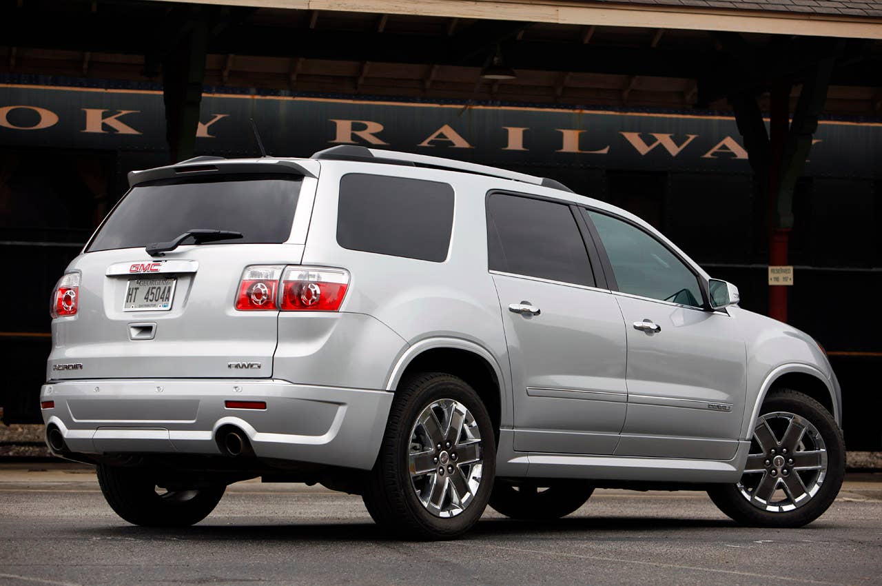 2011 GMC Acadia Denali rear 3/4 view