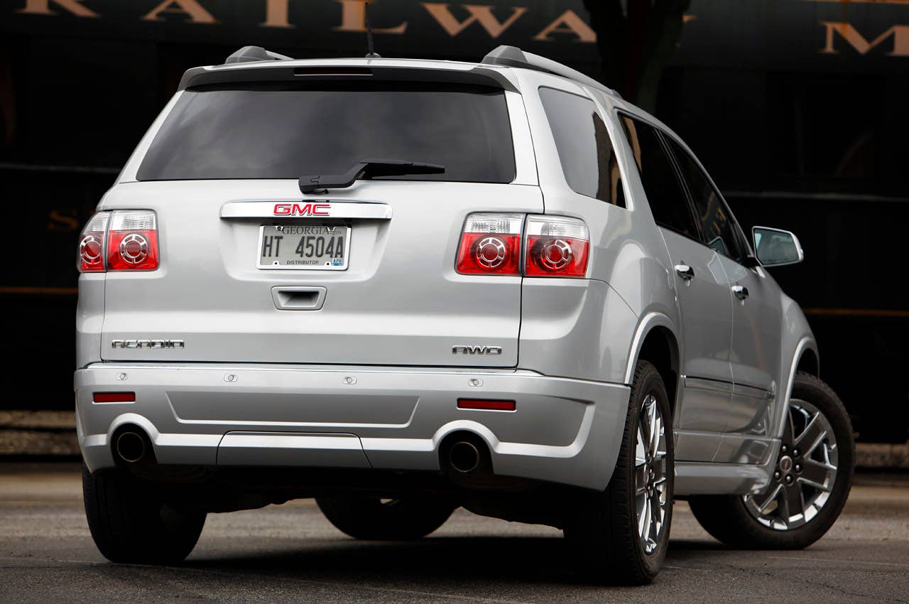 2011 GMC Acadia Denali rear 3/4 view