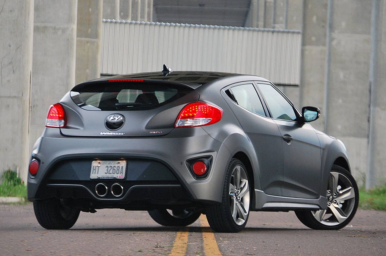 2013 Hyundai Veloster Turbo rear 3/4 view