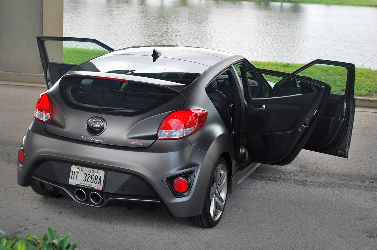 2013 Hyundai Veloster Turbo rear 3/4 view