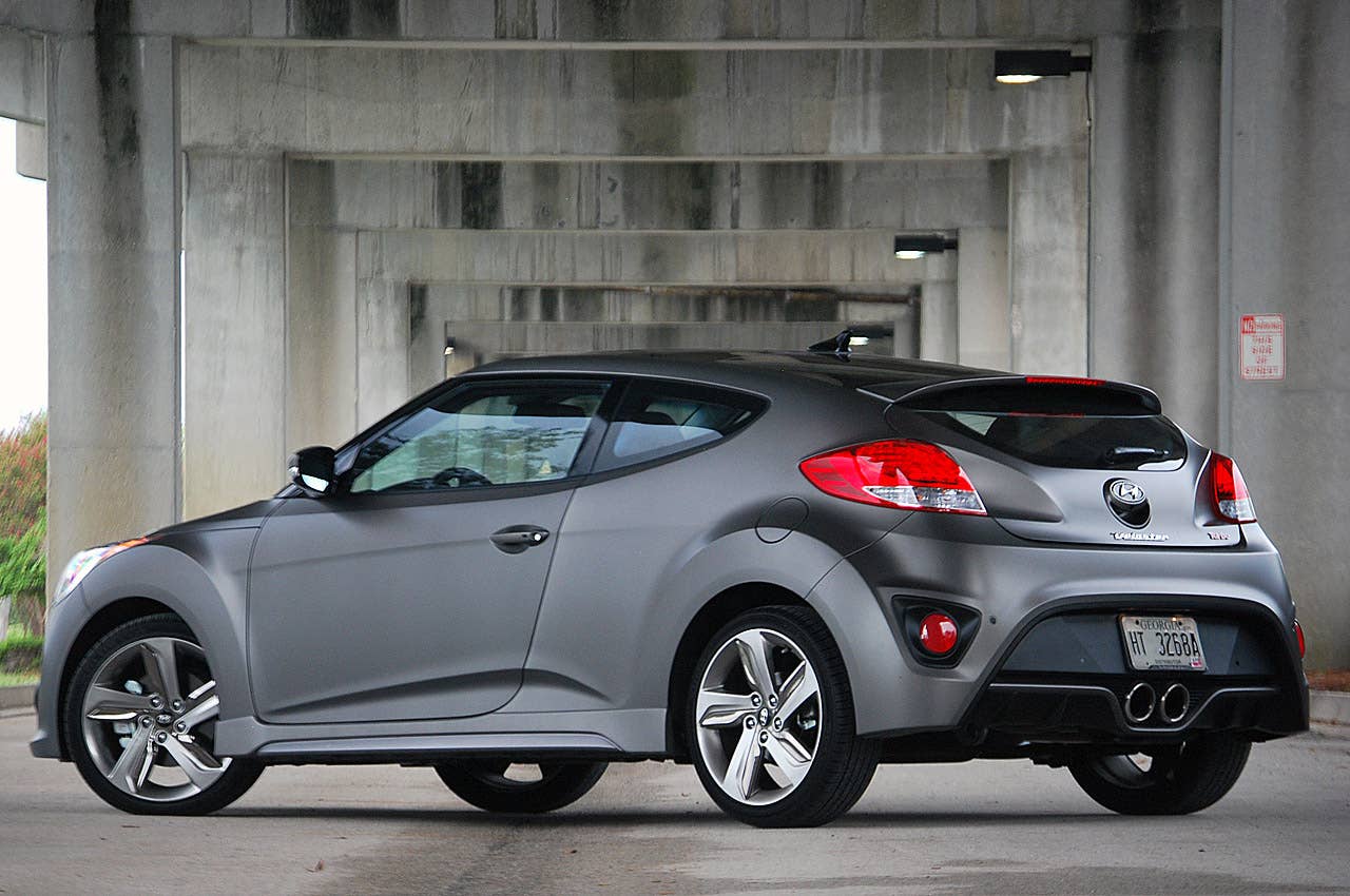 2013 Hyundai Veloster Turbo rear 3/4 view