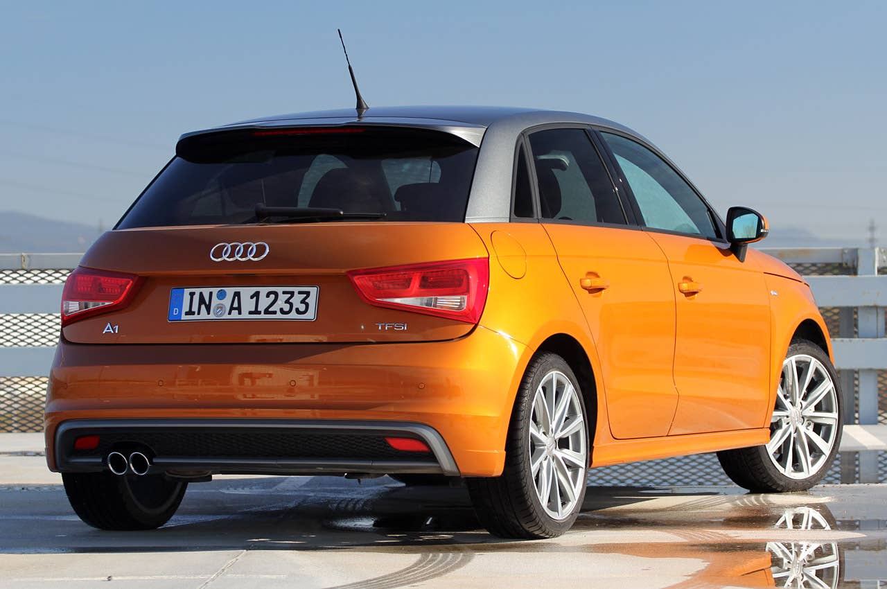 2012 Audi A1 Sportback rear 3/4 view