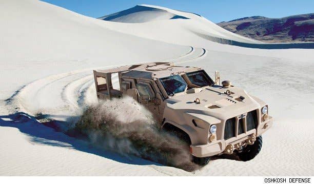 L-ATV (Light Combat Tactical All Terrain Vehicle) Builder: Oshkosh Defense Notables: The L_ATV offers a diesel-electric hybrid version, extreme off road capabilities including 20-inches of wheel travel and a scalable protection system depending on the environment.