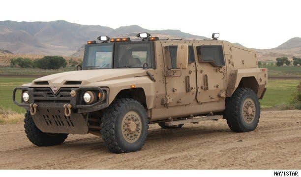 Saratoga Builder: Navistar Defense Notables: The Saratoga may resemble the current Humvee more than any other vehicle, but that’s where the similarities end. It includes a 325-horsepower V-8, can sit a four-man crew and a gunner and carry 7,200 pounds. It's compatible with multiple weapons systems and can ford up to 30-inches of water.