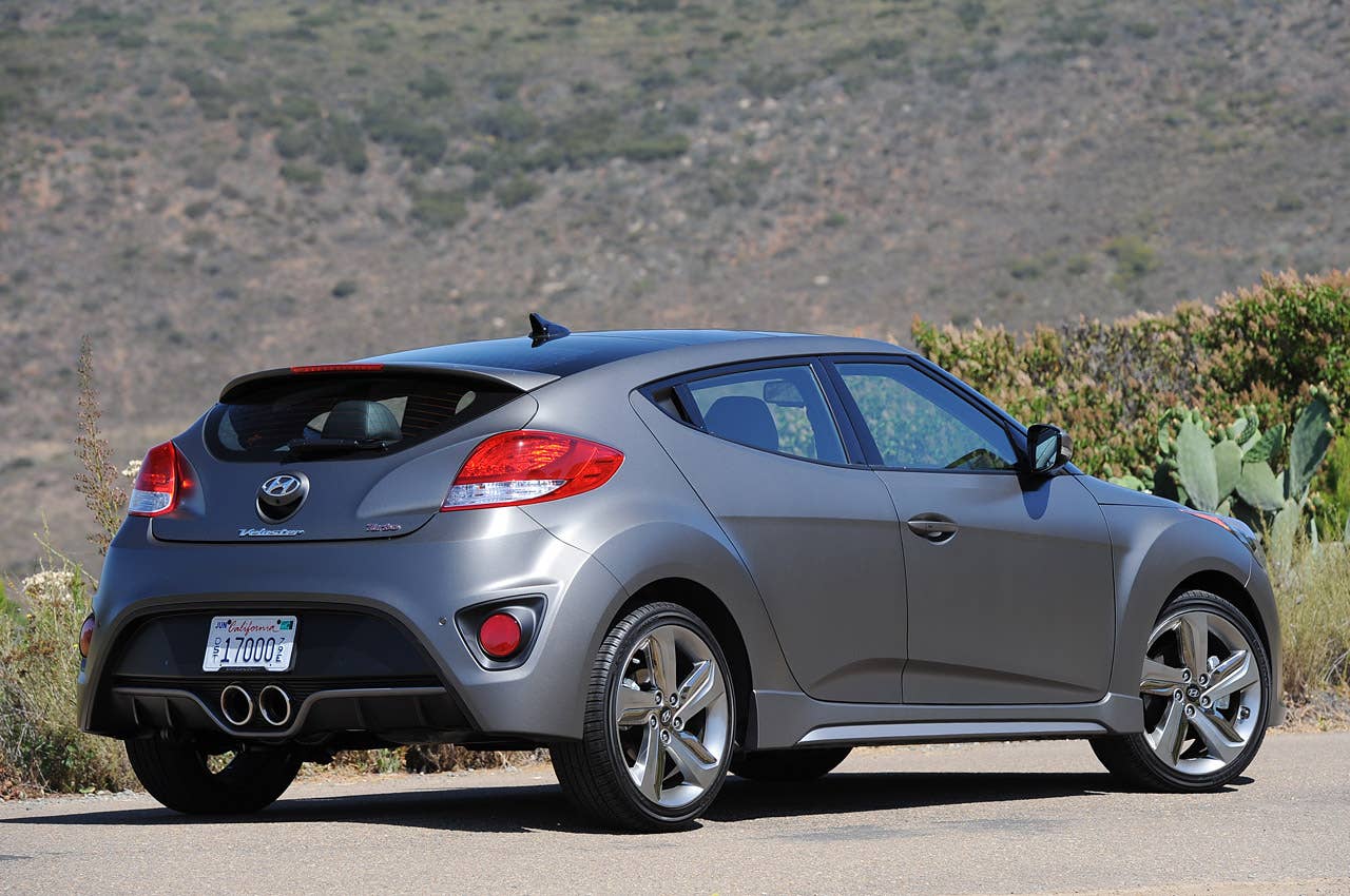 2013 Hyundai Veloster Turbo rear 3/4 view