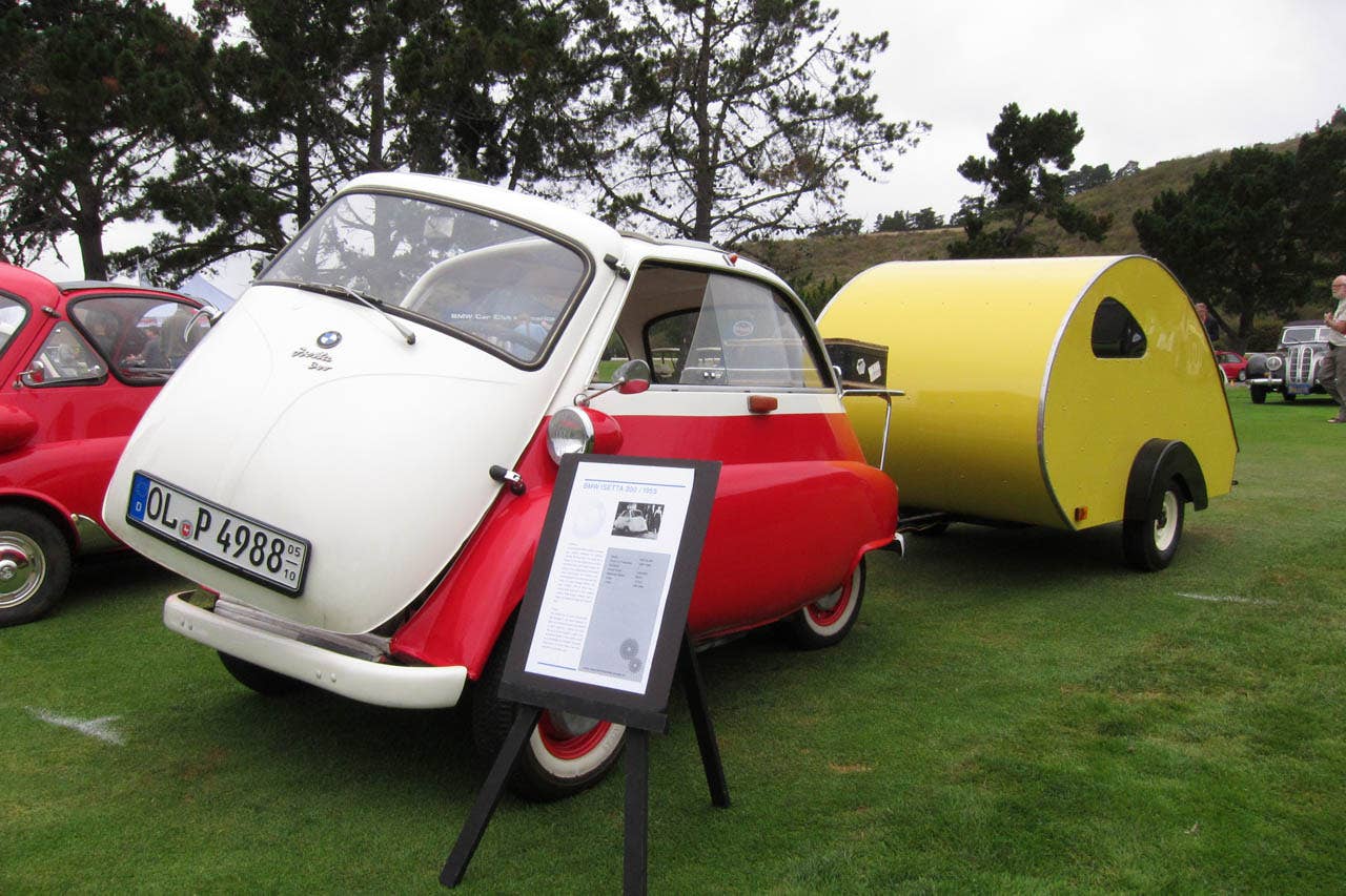 1955 BMW Isetta 300 with teardrop camper