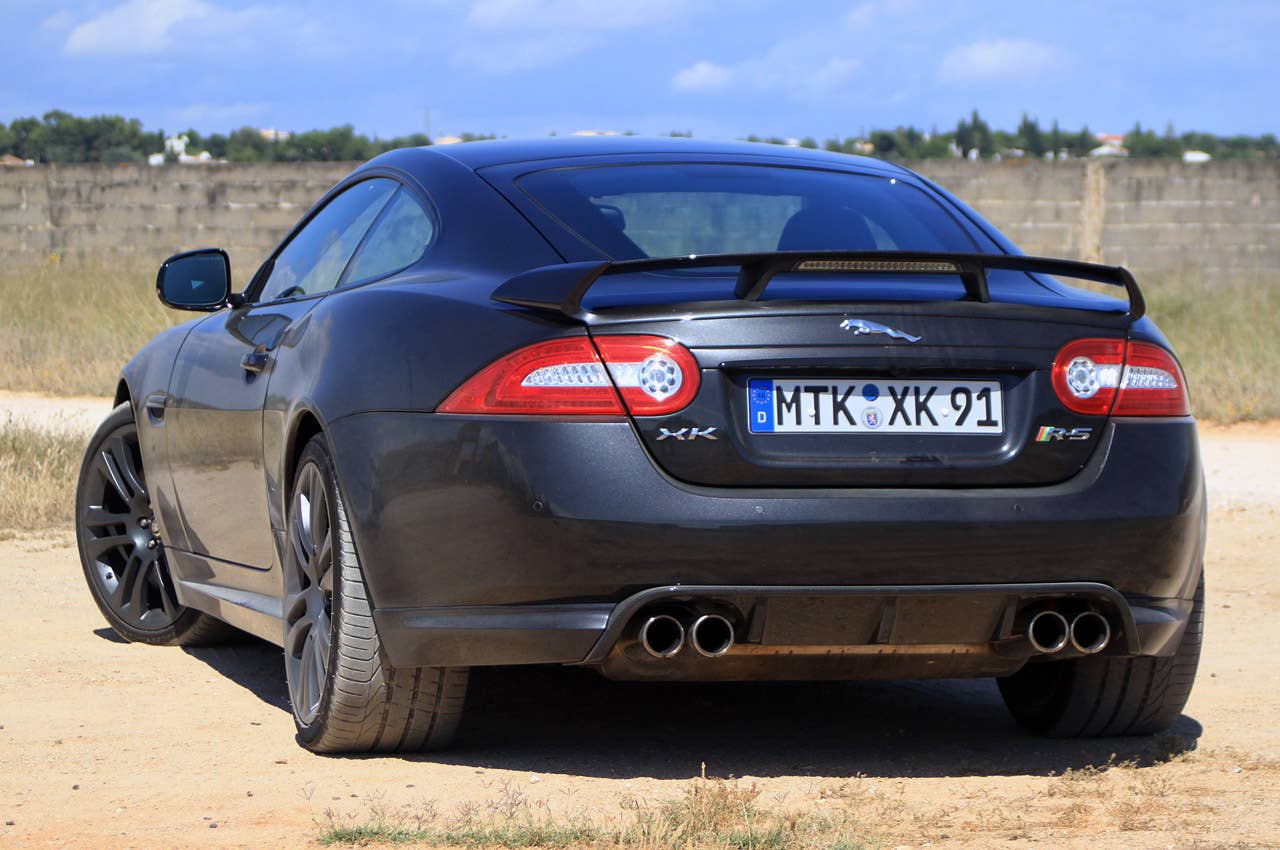 2012 Jaguar XKR-S rear 3/4 view