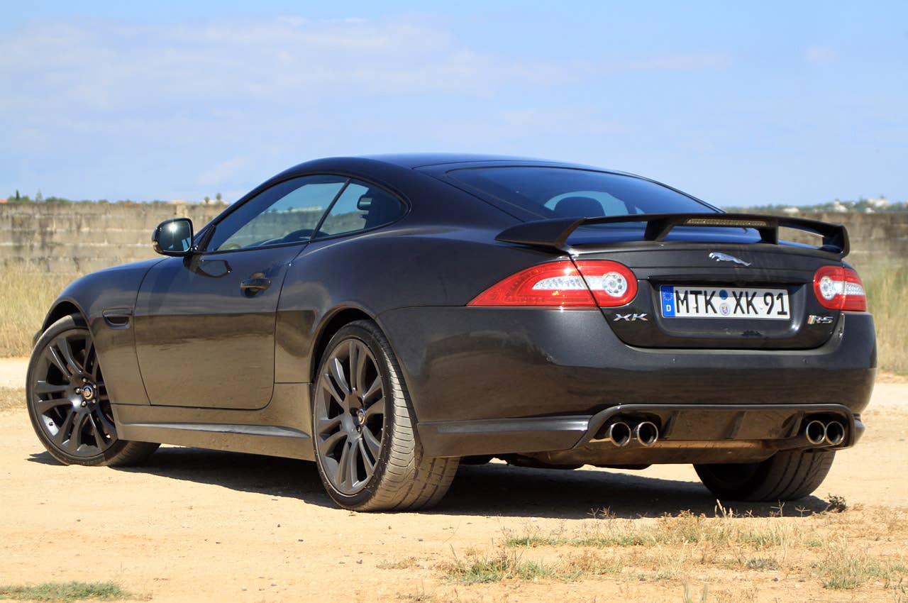 2012 Jaguar XKR-S rear 3/4 view