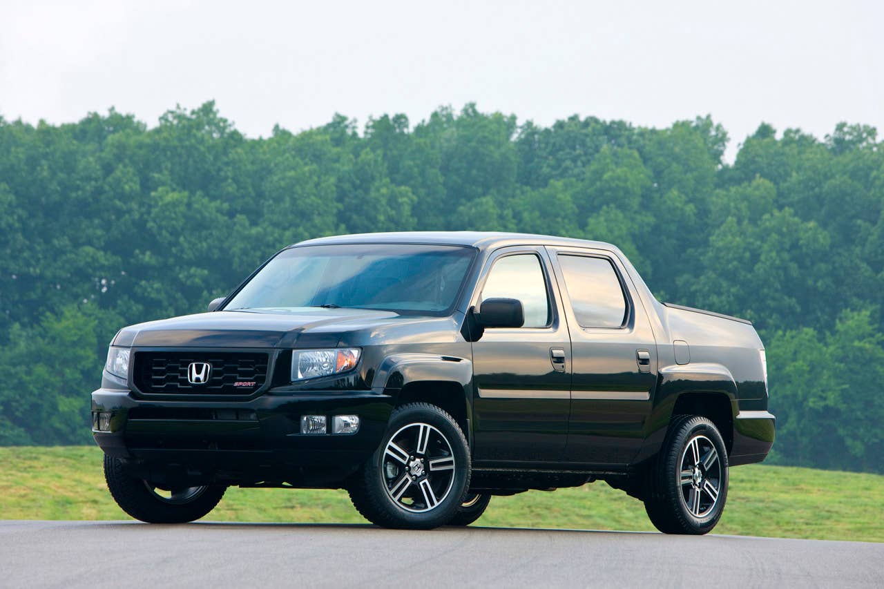 The 2012 Honda Ridgeline receives improvements for style and fuel efficiency as the new Ridgeline Sport (pictured) introduces popular high-value features consistent with the entry 4-wheel-drive truck segment, American Honda Motor Co., Inc., announced on July 25, 2011. The new Ridgeline Sport model adds the following to Ridgeline RT standard features: exclusive black 18-inch alloy wheels (+1 inch from RT steel wheels), exclusive black honeycomb grille, standard fog lights, black headlight and brake light housings, and black mirrors and door handles. The 2012 Ridgeline goes on sale November 2011.