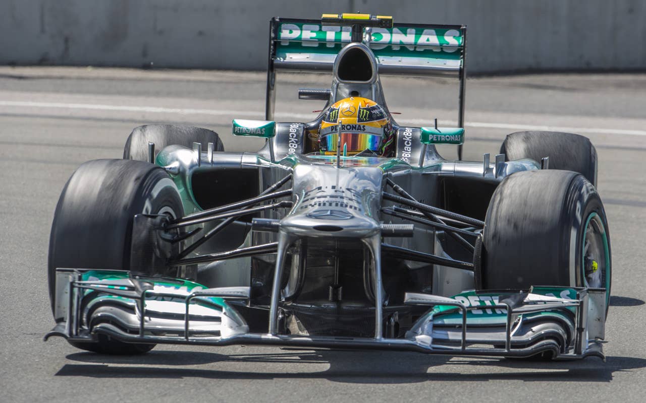 Mercedes F1 Team Nico Rosberg of Germany passing the hairpin corner, during the F1 Grand Prix race at the Circuit Gilles Villeneuve in Montreal on June 9, 2013 during the Canadian Formula One Grand Prix.    AFP PHOTO / ROGERIO BARBOSAROGERIO BARBOSA/AFP/Getty Images