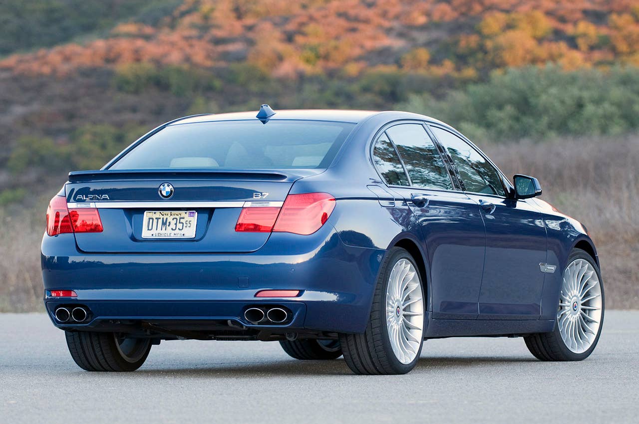 2011 BMW Alpina B7 rear 3/4 view