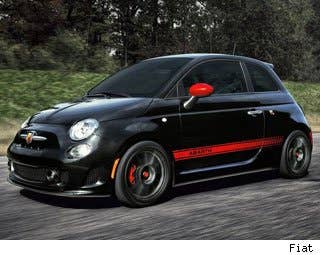 MSRP: $22,095 Invoice: $21,268 Fuel Economy: 28 mpg City, 34 mpg Highway  The cute littleFiat 500 developed some serious attitude after getting the Abarth (Fiat's performance line) treatment. With a throaty, deep exhaust sound, mean-looking paint jobs and a more powerful engine, this small hatchback projects performance to all of the senses.   Research the Fiat 500 Abarth  Fiat 500 Abarth Photos & Information  Fiat 500 Abarth Best Deals  Fiat 500 Abarth Local Dealer Price Quote