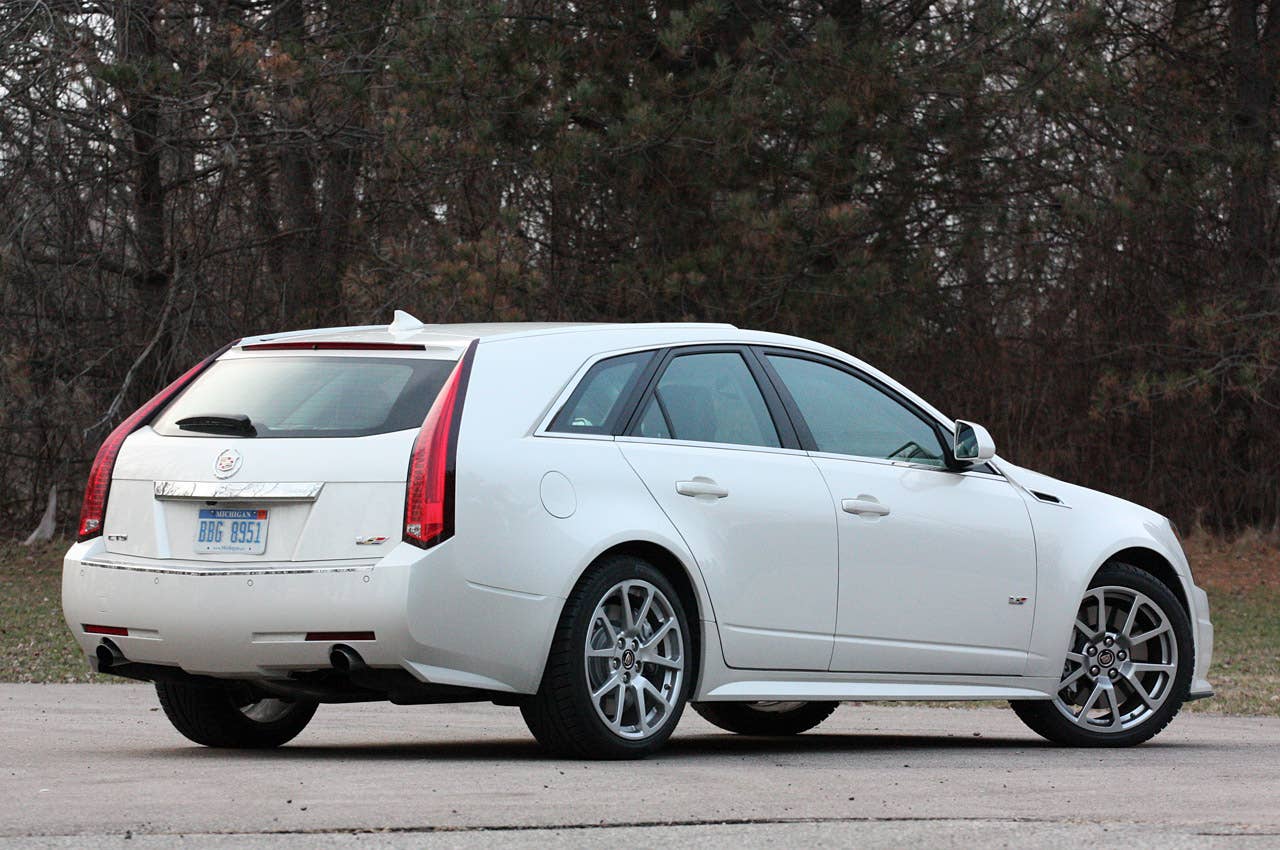 2011 Cadillac CTS-V Sport Wagon rear 3/4 view