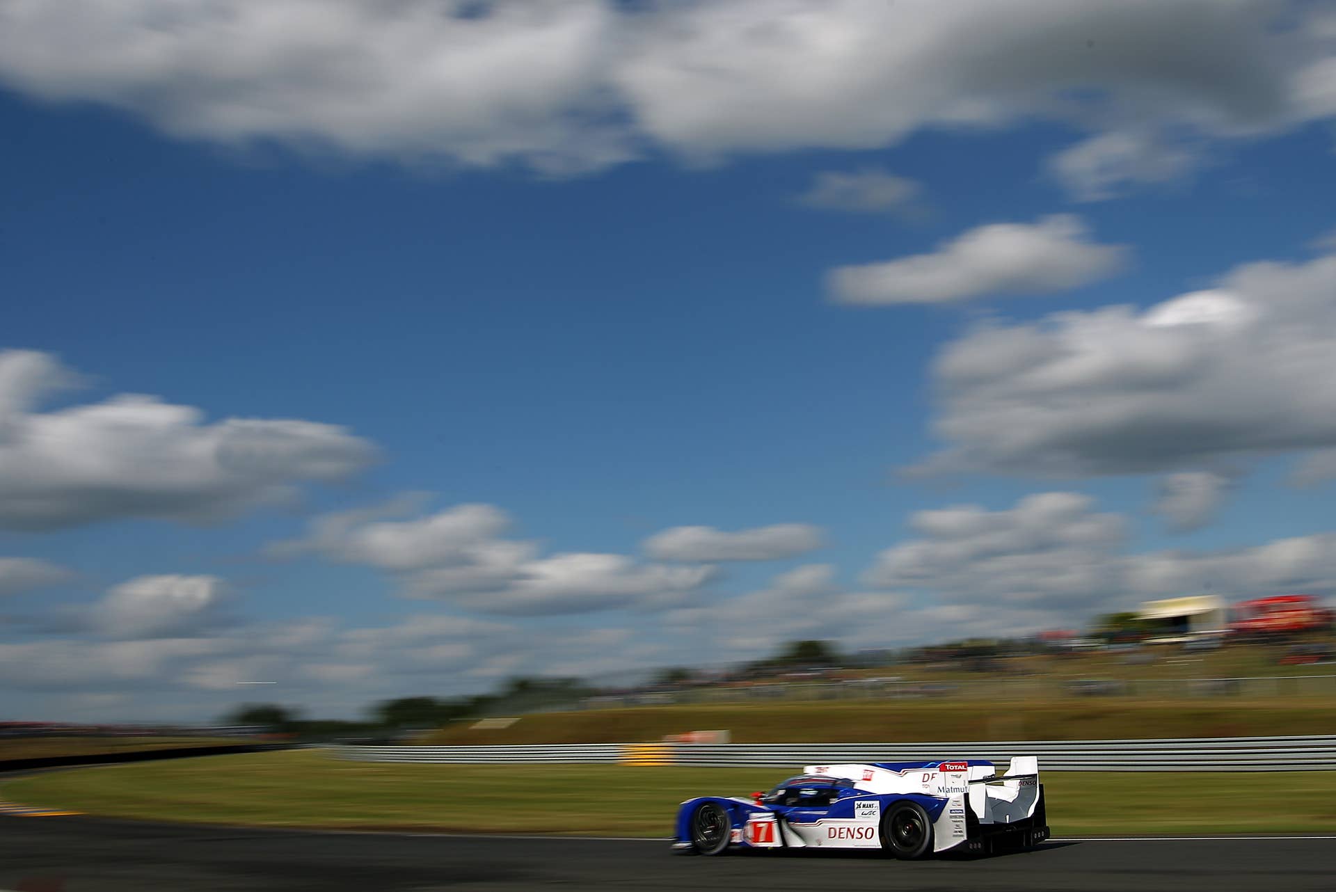 The Toyota Hybrid No 7 driven by Alexander Wurz of Austria, Nicolas Lapierre of France and Kazuki Nakajima of Japan is seen in action during the 80th 24-hour Le Mans endurance race, in Le Mans, western France, Saturday, June 16, 2012. (AP Photo/David Vincent)
