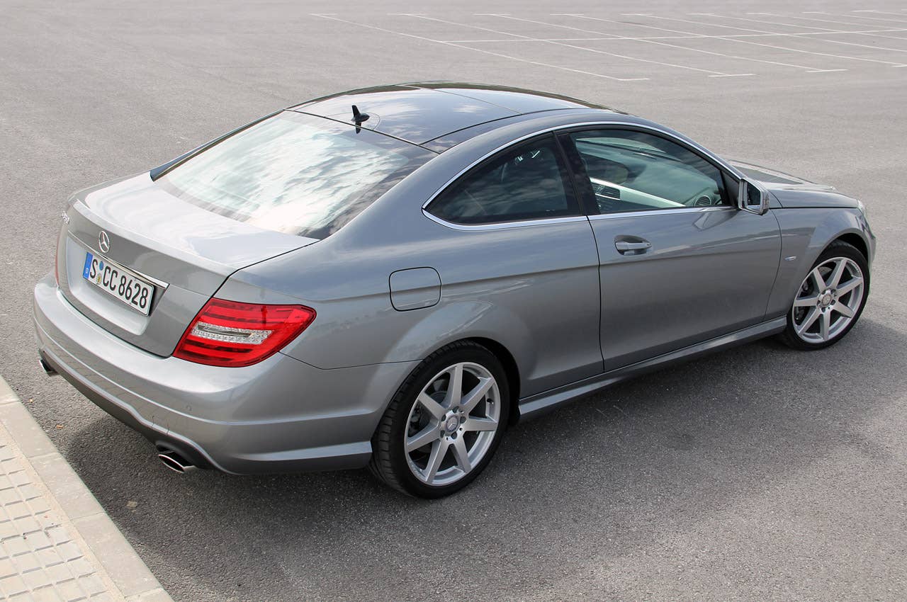 2012 Mercedes C-Class Coupe rear 3/4 view