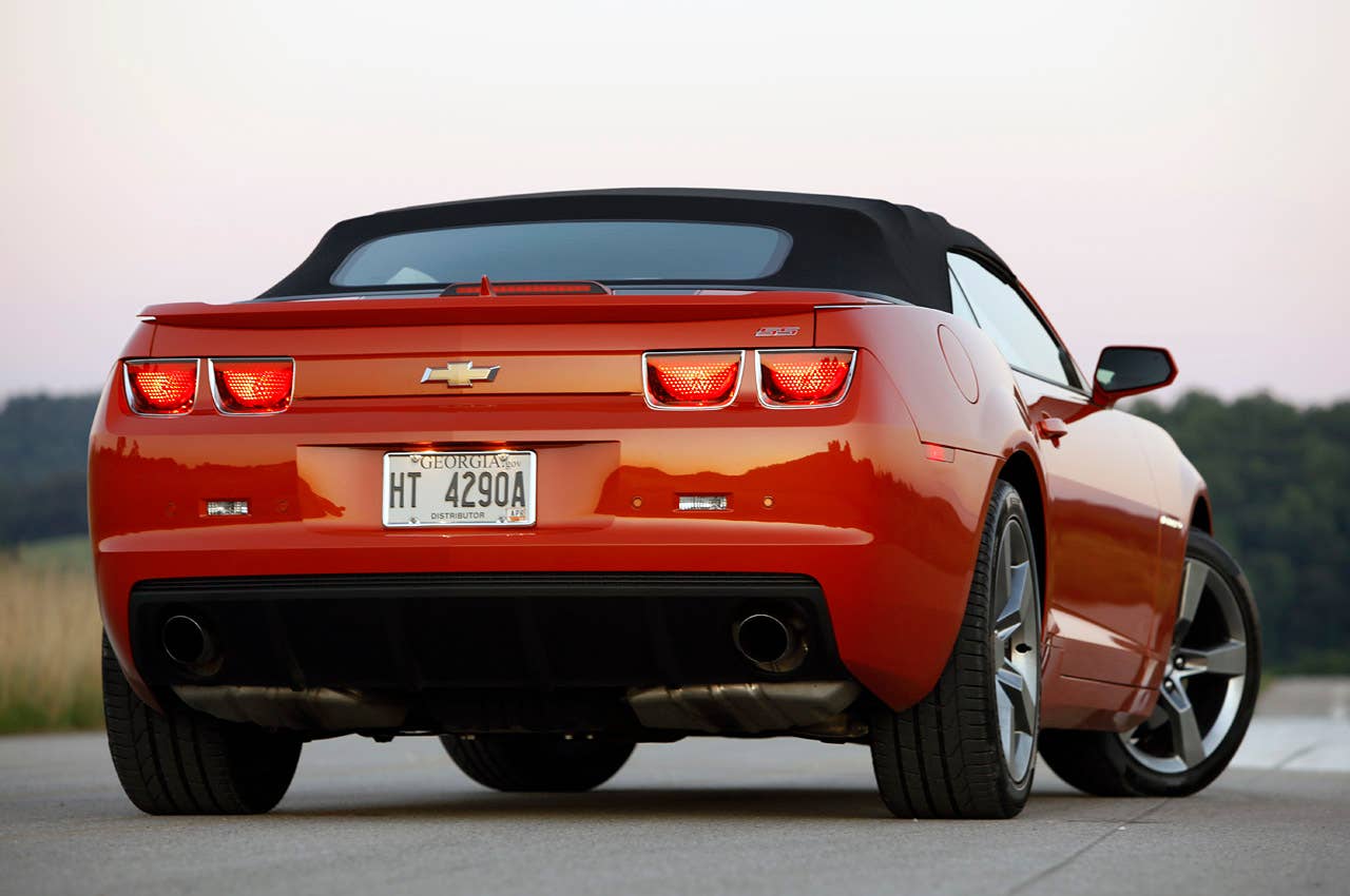 2011 Chevrolet Camaro SS Convertible rear 3/4 view