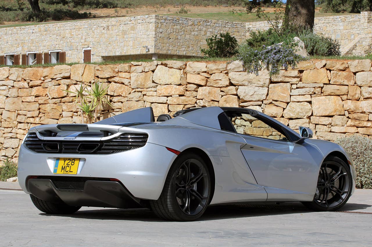 2013 McLaren MP4-12C Spider rear 3/4 view