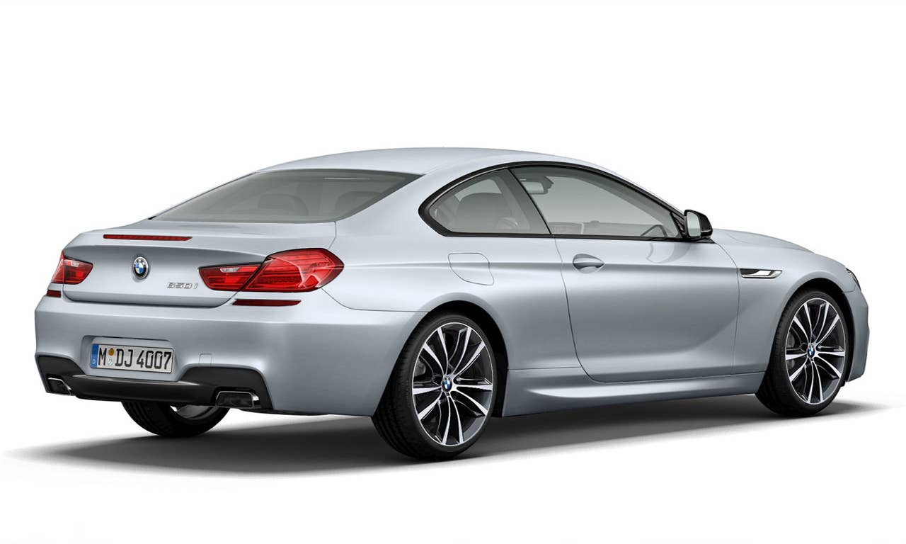 2013 BMW 650i Coupe Frozen Silver Edition rear 3/4