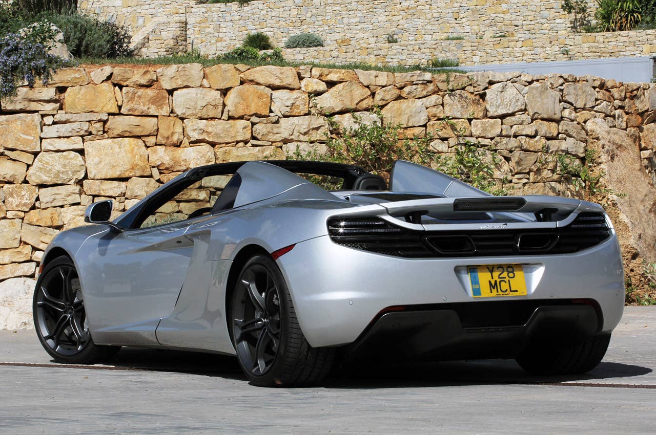 2013 McLaren MP4-12C Spider rear 3/4 view