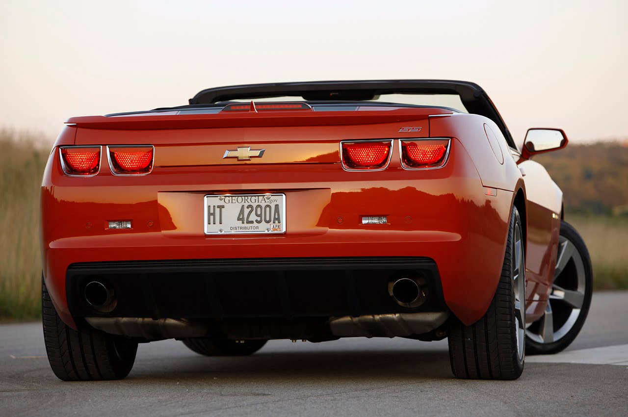 2011 Chevrolet Camaro SS Convertible rear 3/4 view