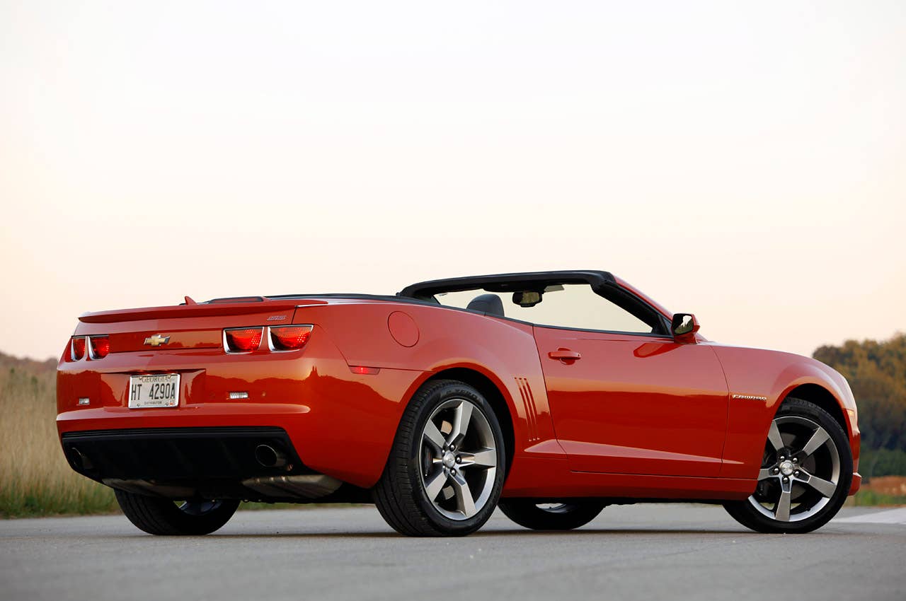 2011 Chevrolet Camaro SS Convertible rear 3/4 view