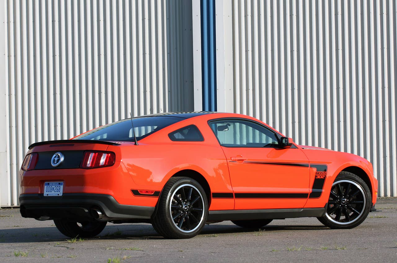 2012 Ford Mustang Boss 302 rear 3/4 view