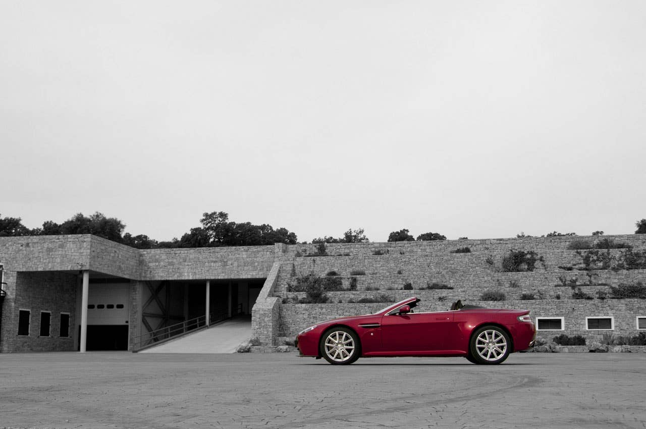 2011 Aston Martin V8 Vantage S black and white