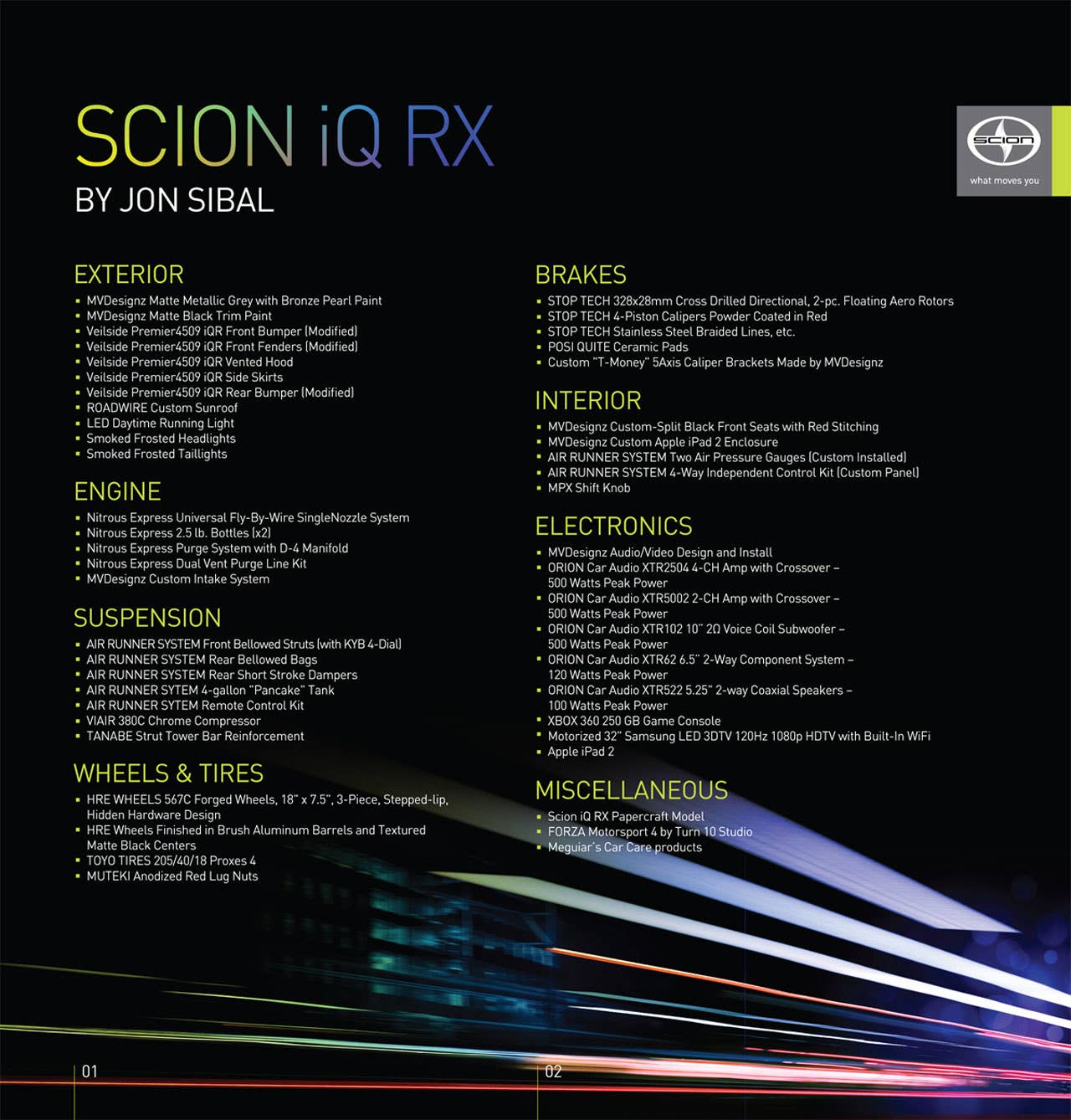 Scion iQ by Jon Sibal info sheet