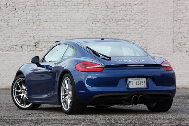 2014 Porsche Cayman S rear 3/4 view