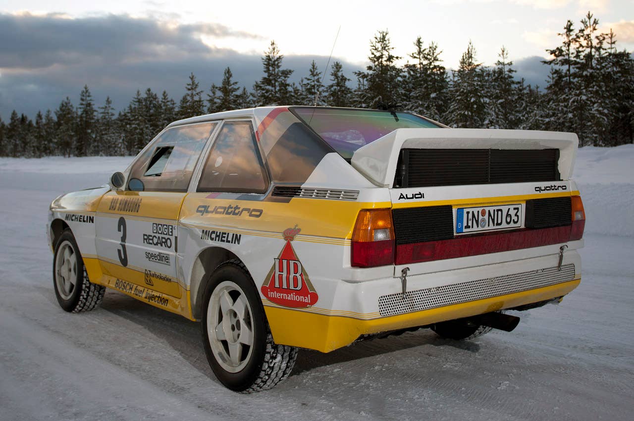 1984 Audi Sport Quattro S1 rear 3/4 view