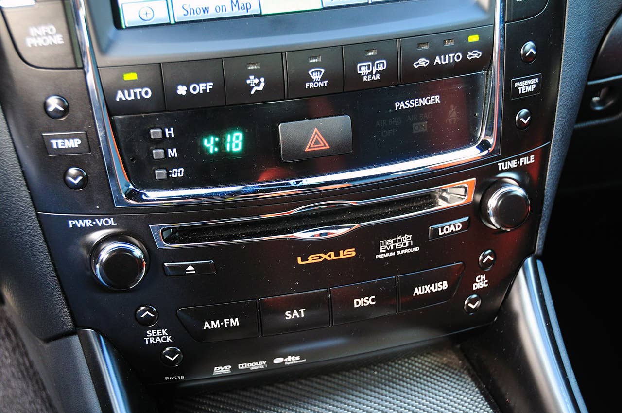 2011 Lexus IS F audio and climate controls