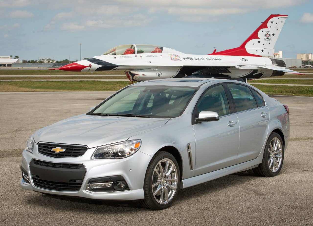 The 2014 Chevrolet SS - Chevrolet's first V-8, rear-wheel-drive performance sedan in 18 years -  debuts at the Daytona International Speedway Friday, February 15, 2013 in Daytona Beach, Florida. The Chevrolet SS is powered by the LS3 Chevrolet V-8, expected to deliver 415 horsepower and 415 lb-ft of torque. It will accelerate from 0 to 60 mph in about five seconds. The 2014 Chevrolet SS will be available in the fourth quarter of 2013.  (Photo by Steve Fecht for Chevrolet)