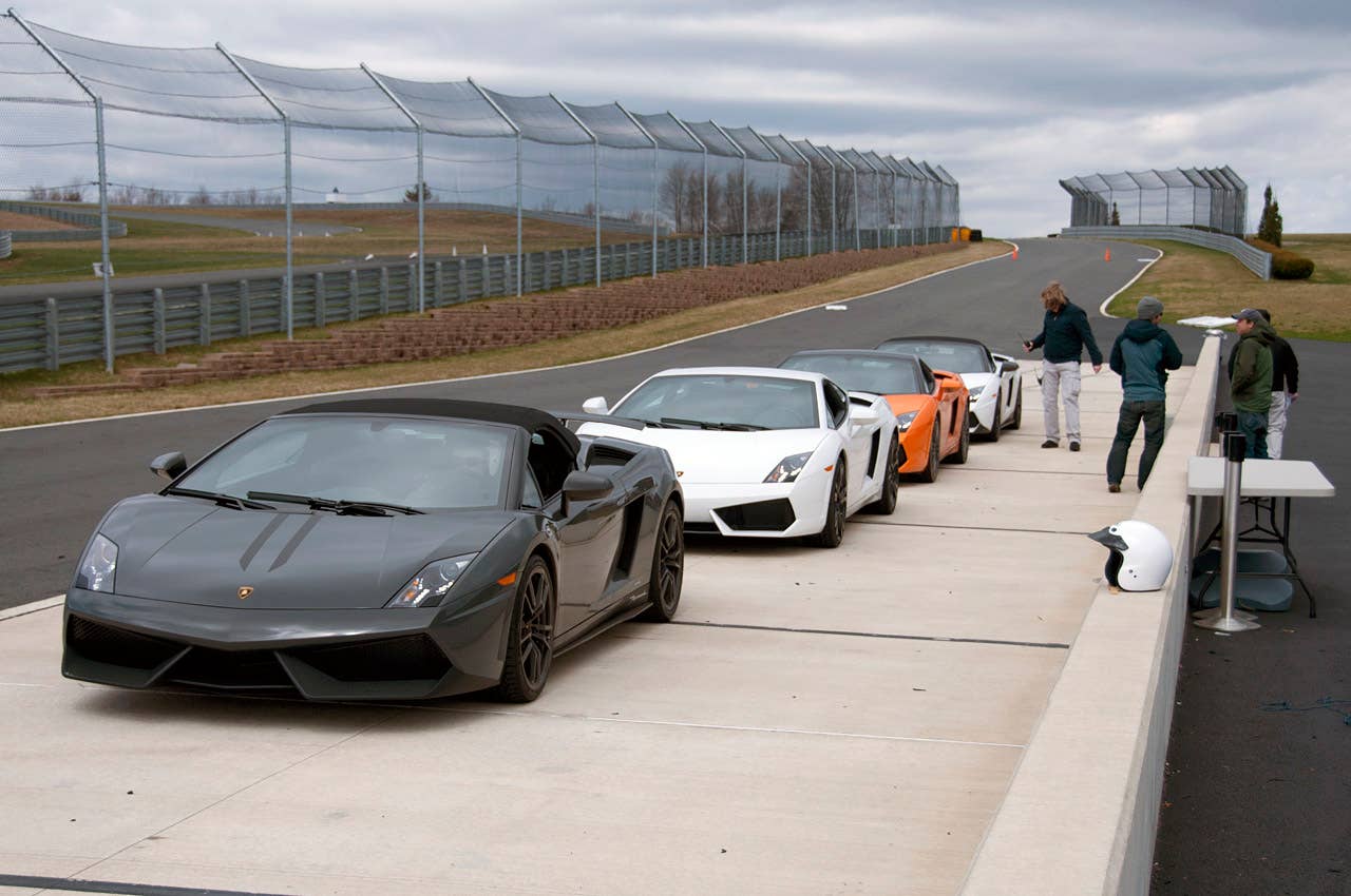 Lamborghini Gallardos on track