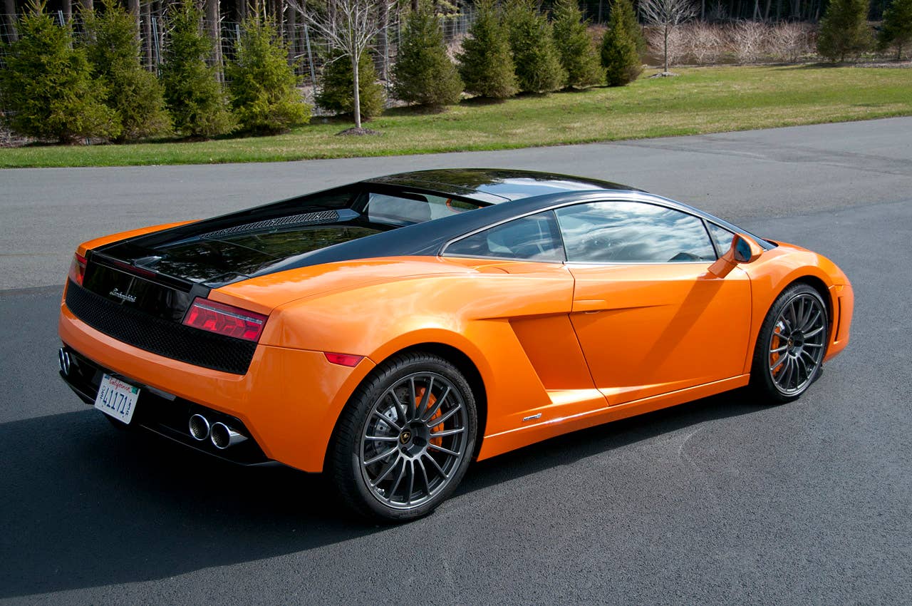2011 Lamborghini Gallardo LP 550-2 Bicolore rear 3/4 view