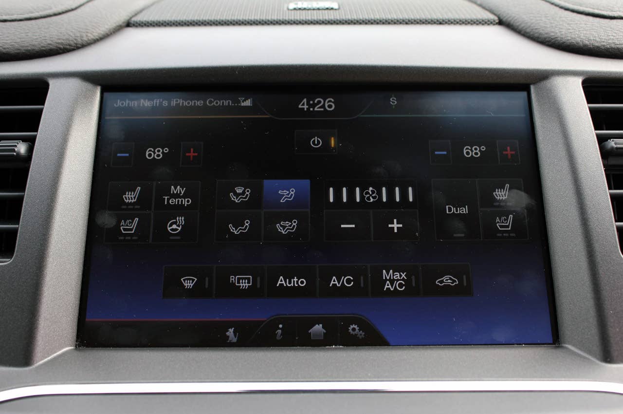 2013 Lincoln MKS EcoBoost climate control display