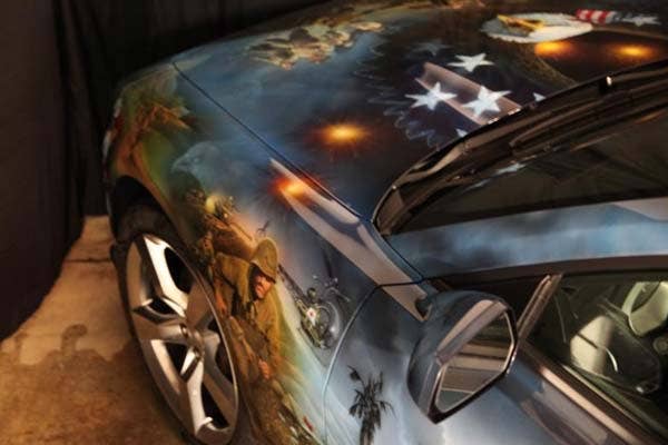 Airbrushed 2011 Chevrolet Camaro fender and hood