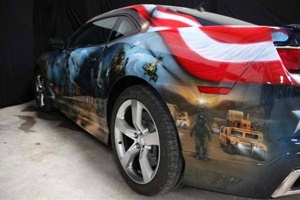 Airbrushed 2011 Chevrolet Camaro rear 3/4