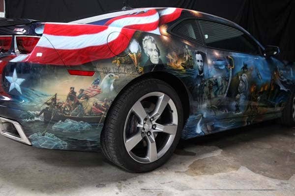 Airbrushed 2011 Chevrolet Camaro rear 3/4