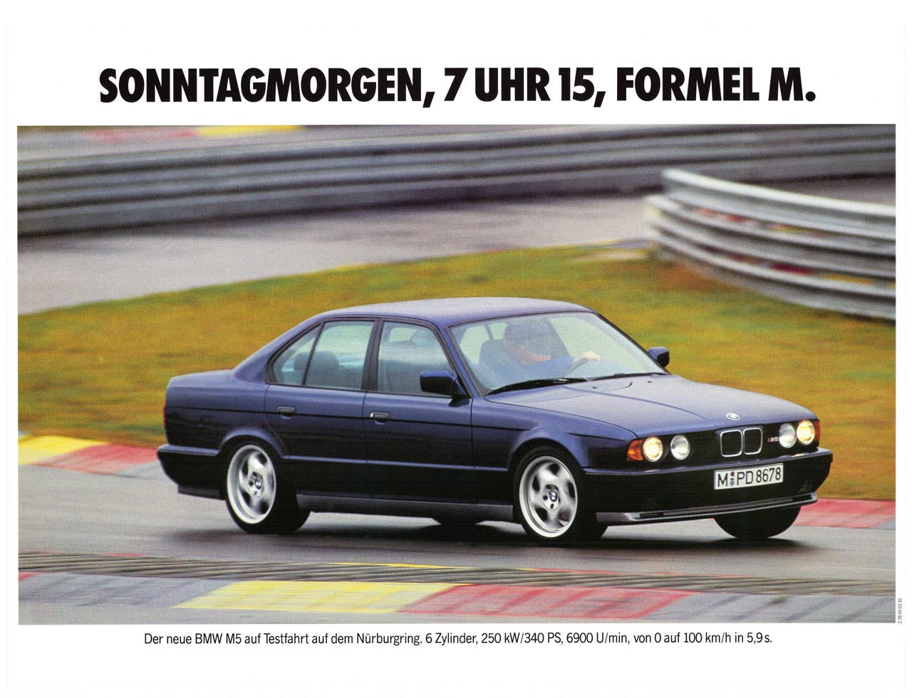 Poster"Sonntagmorgen, 7 Uhr 15, Formel M." (BMW M5 saloon E 34)