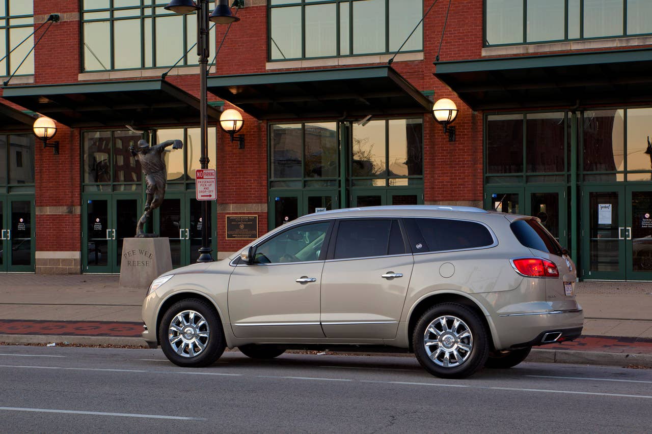 Buick has produced two vehicles able to hold up to 8 passengers. The 1991-1996 Roadmaster Estate and the 2013 Enclave shown here.