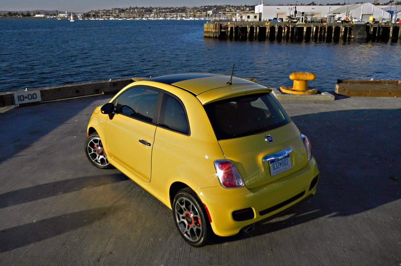 2012 Fiat 500 rear 3/4 view