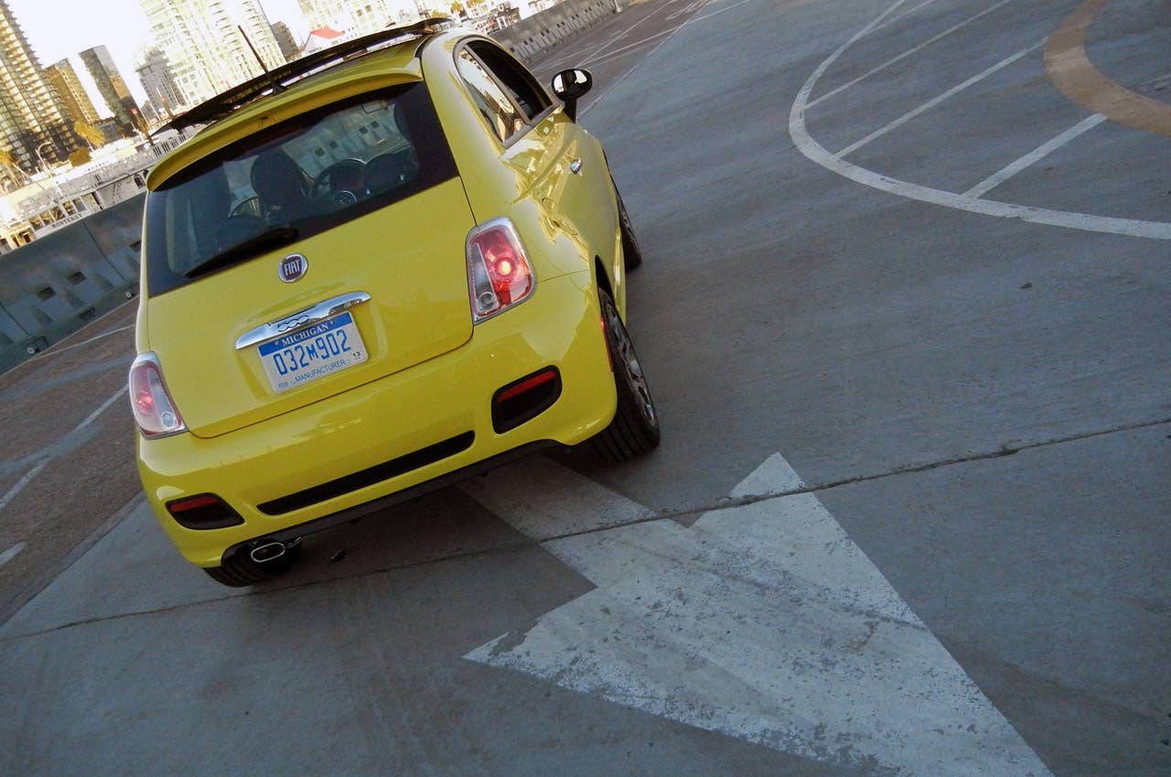 2012 Fiat 500 rear 3/4 view