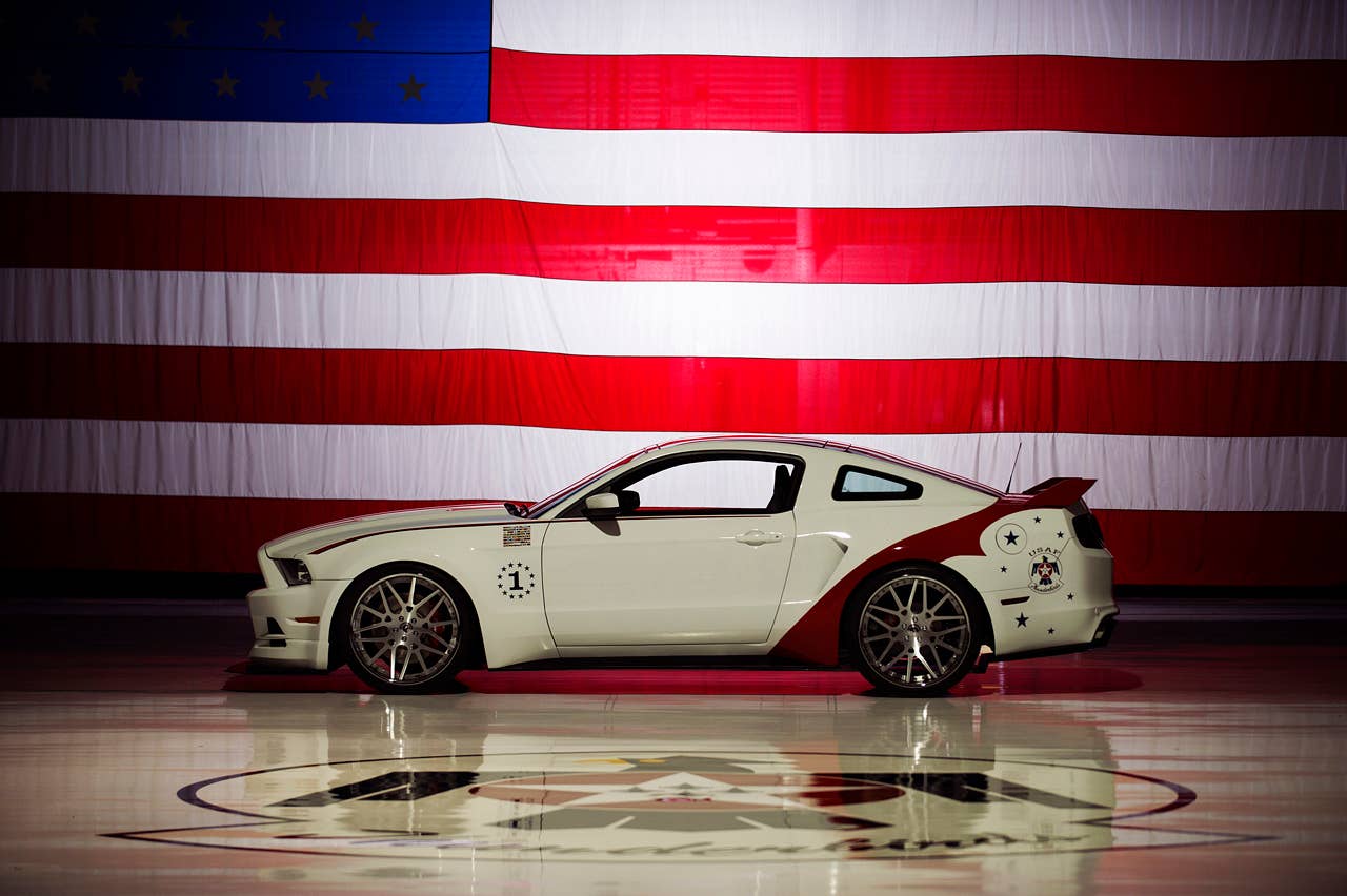 The engineering and design teams at Ford Motor Company have produced a unique U.S. Air Force Thunderbirds Edition 2014 Ford Mustang GT. This car will be donated by Ford to be sold at the Gathering of Eagles charity event on Thursday, Aug. 1 during the Experimental Aircraft Association (EAA) AirVenture Oshkosh 2013 - the World's Greatest Aviation Celebration. (07/01/2013)