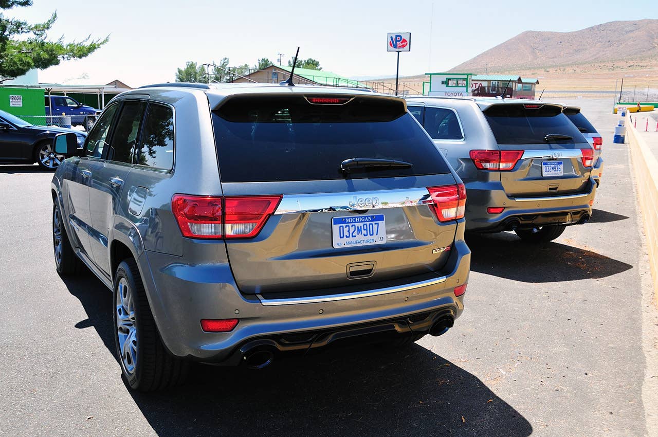 2012 Jeep Grand Cherokee SRT8 rear 3/4 view