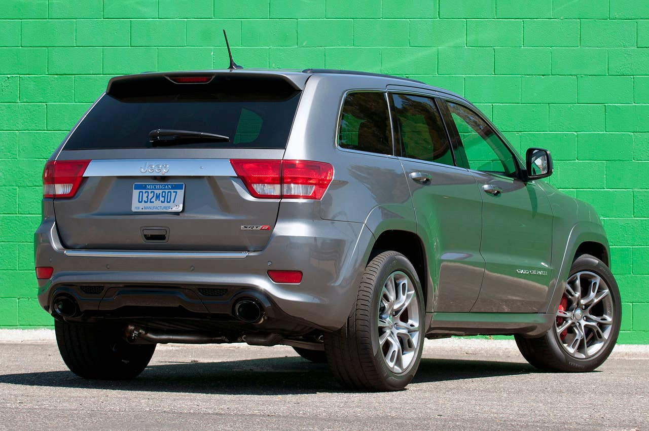 2012 Jeep Grand Cherokee SRT8 rear 3/4 view